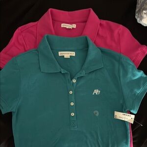 Aeropostale Polo Shirts Blue and Pink Classic Design